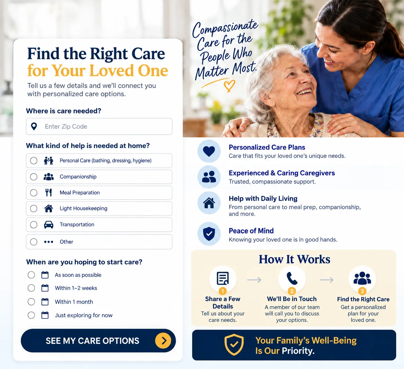 Compassionate Home Care Options page preview